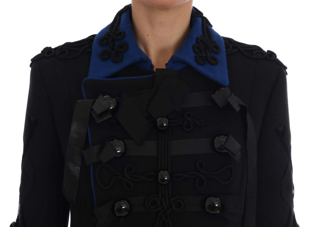 Chic Black & Blue Short Trench Jacket