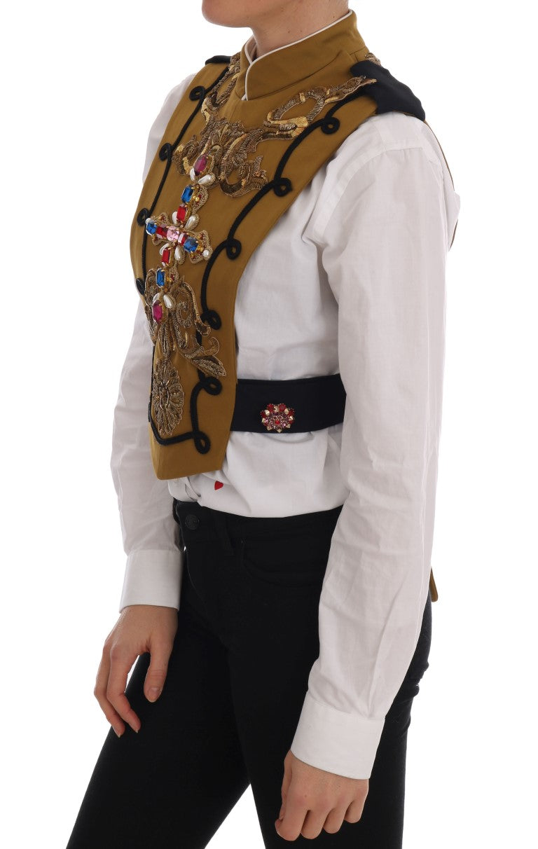 Runway Embellished Crystal Cross Vest