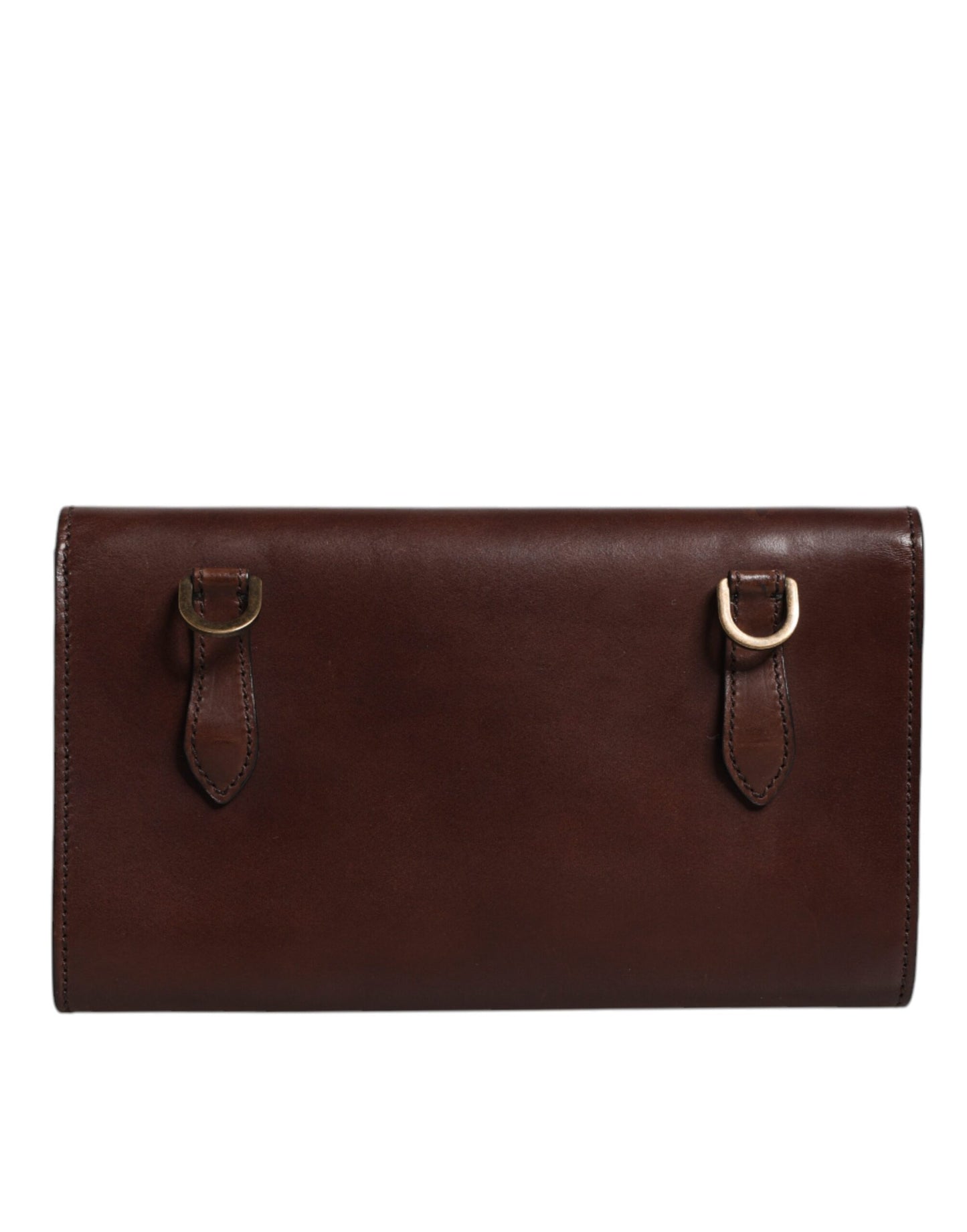 Brown Leather Logo Embossed Crossbody Bag