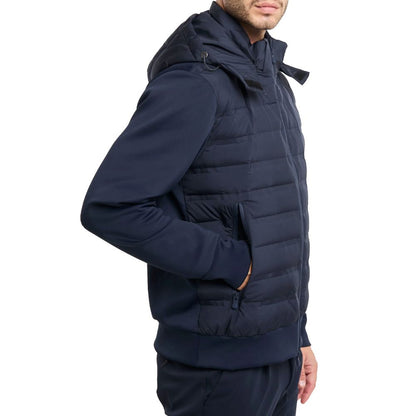 Blue Polyester Men Jacket