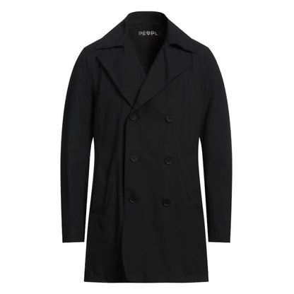 Black Recycled Polyester Men Trench