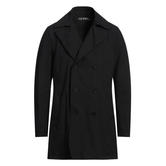 Black Recycled Polyester Men Trench
