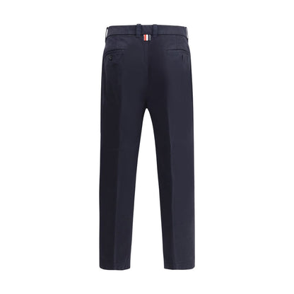 Blue Cotton Casual Pants