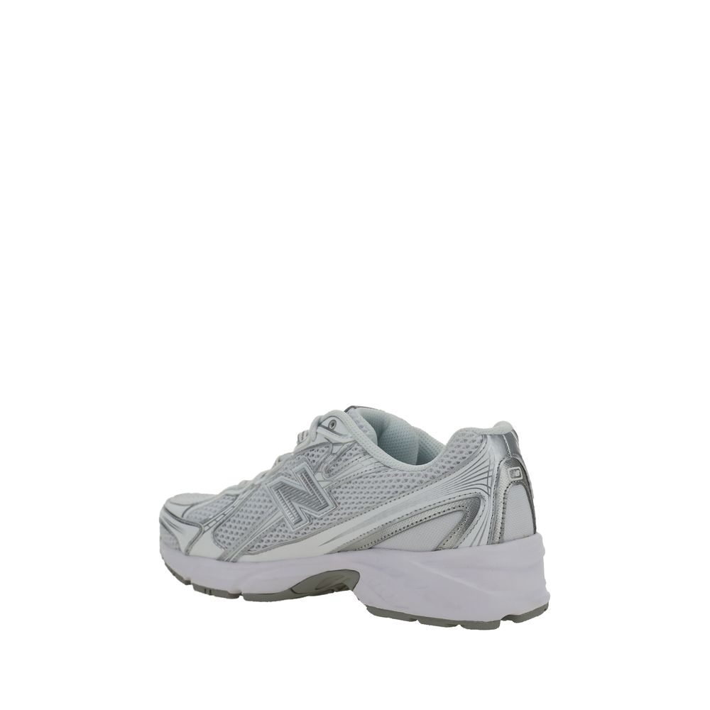 White Polyurethane Athletic Sneakers