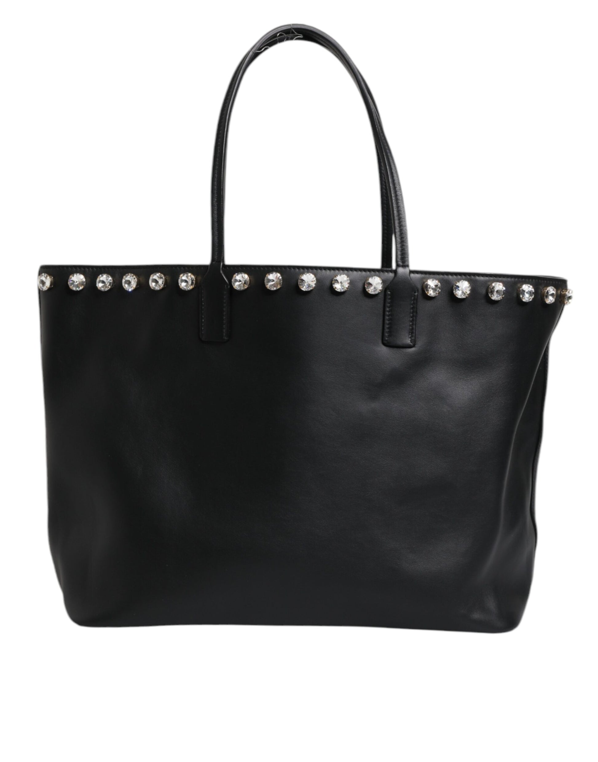 Black Crystal Leather Shopping Women Tote Bag