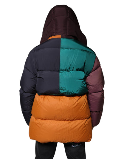 Multicolor Quilted Hooded Puffer Jacket
