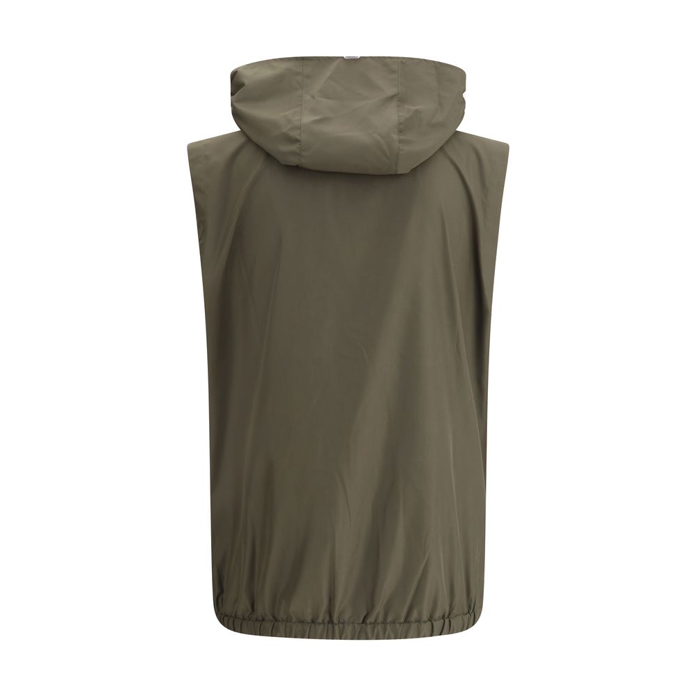 Green Polyester Sleveless Jacket