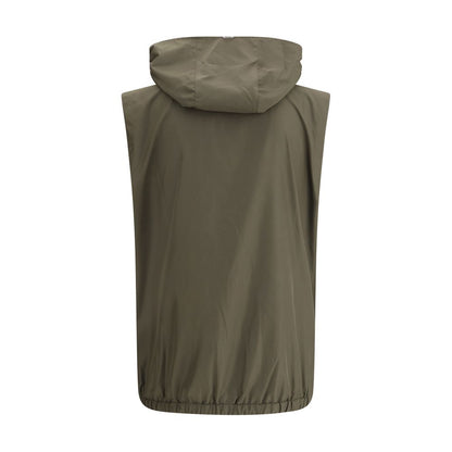 Green Polyester Sleveless Jacket