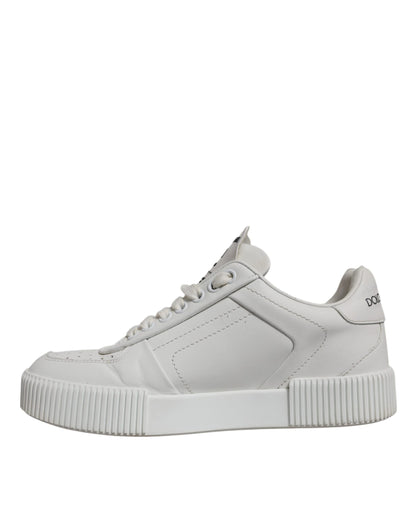 White Miami Leather Low Top Sneakers Shoes