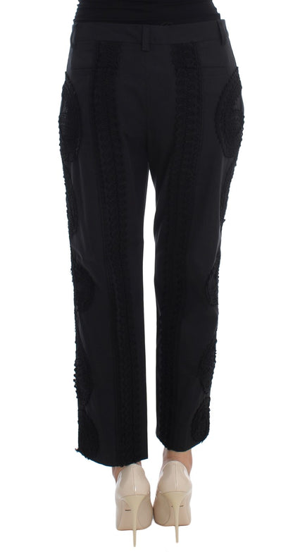 Elegant Black Torero Capri Pants