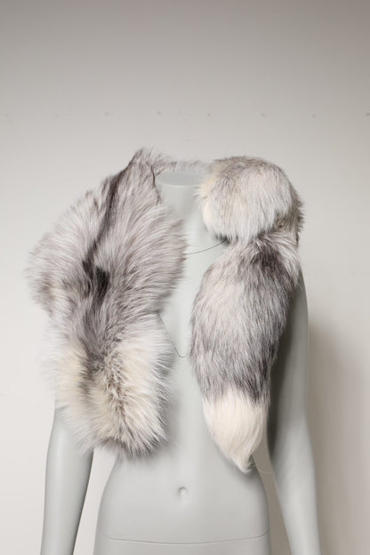 White Fox Fur Neck Wrap Warmer Winter Scarf