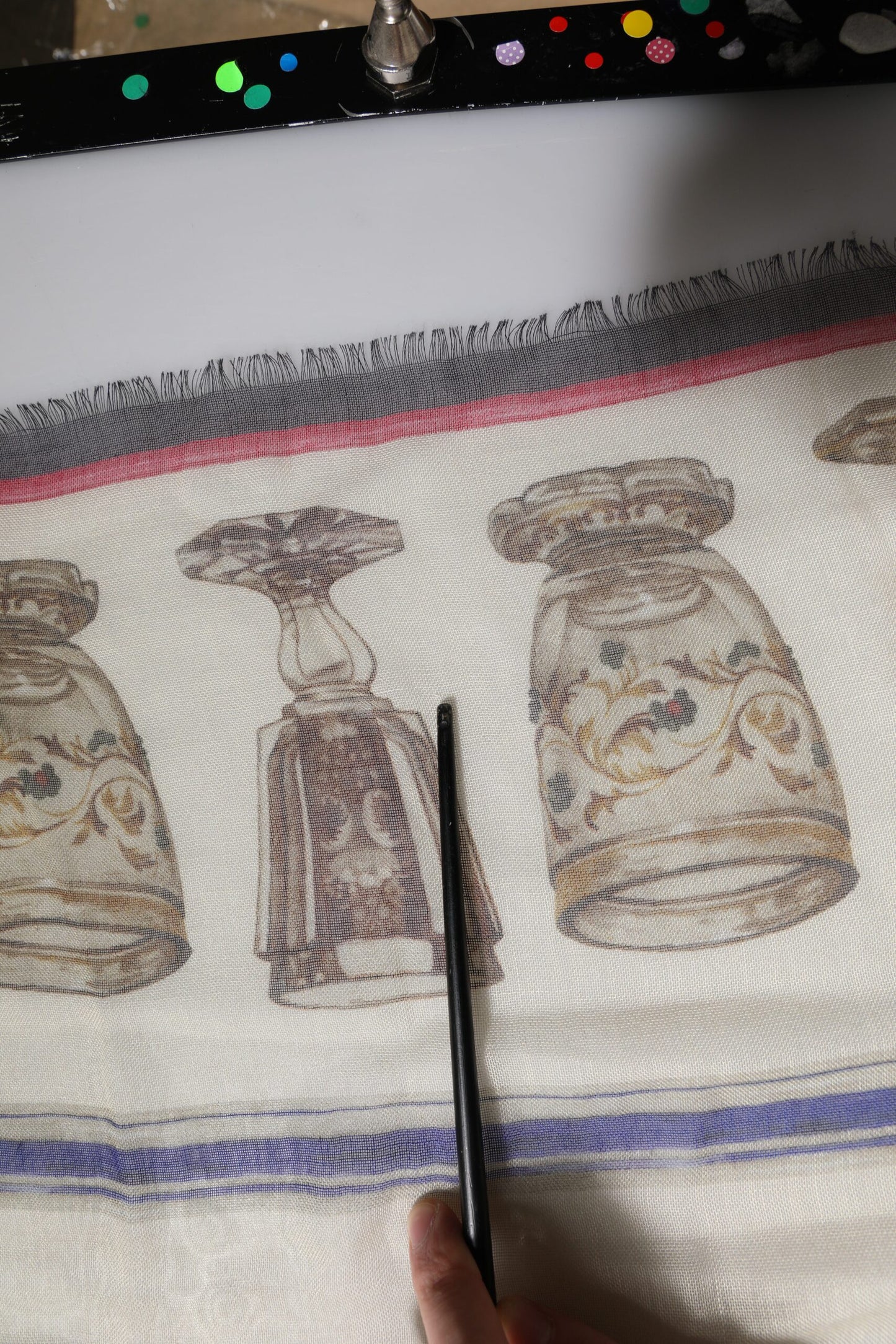 Multicolor Glass Cashmere Foulard Scarf