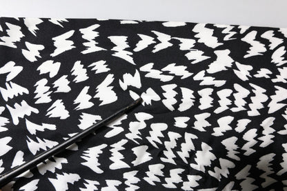 Black White Patterned Fringes Shawl Scarf