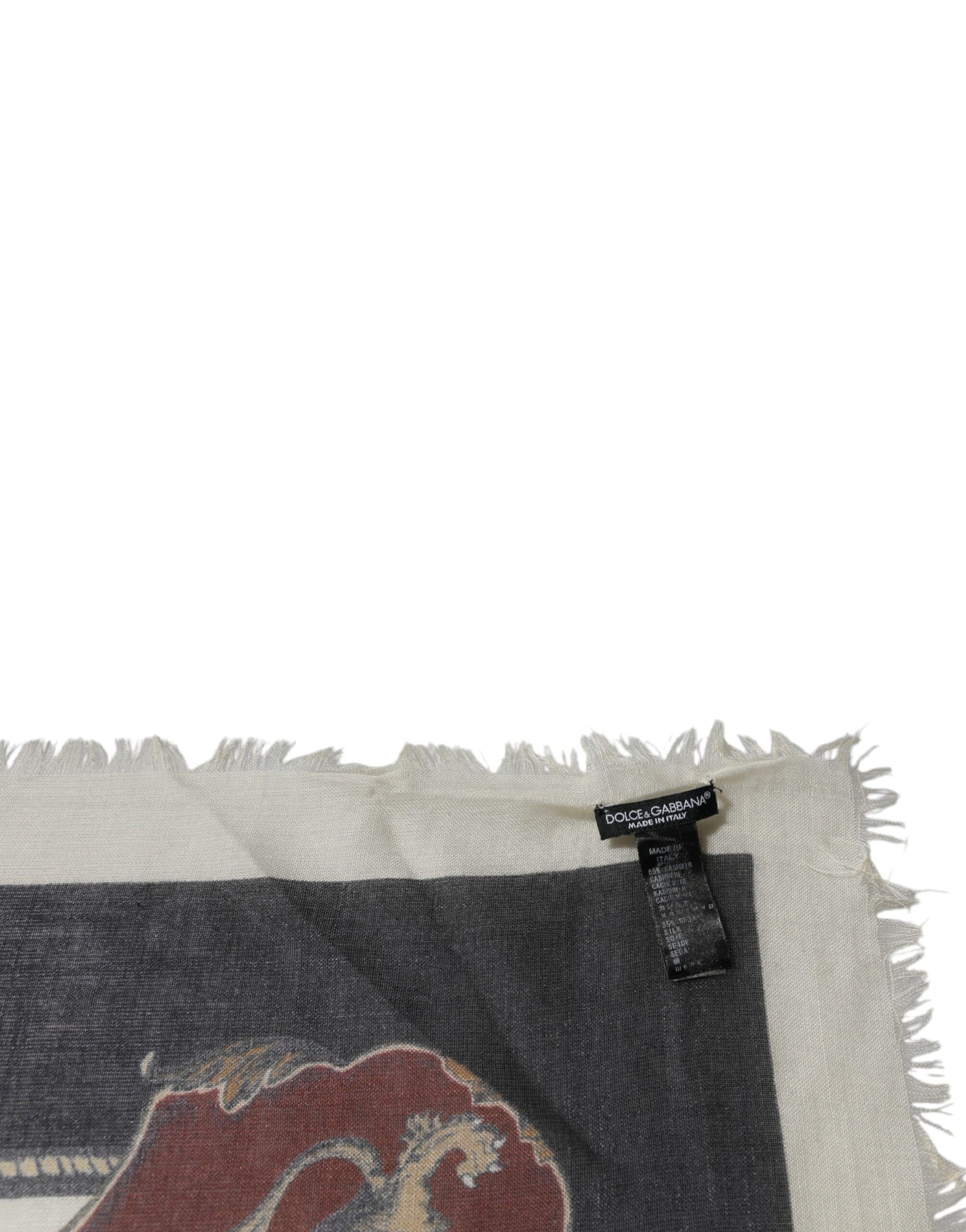 Multicolor Printed Cashmere Foulard Scarf