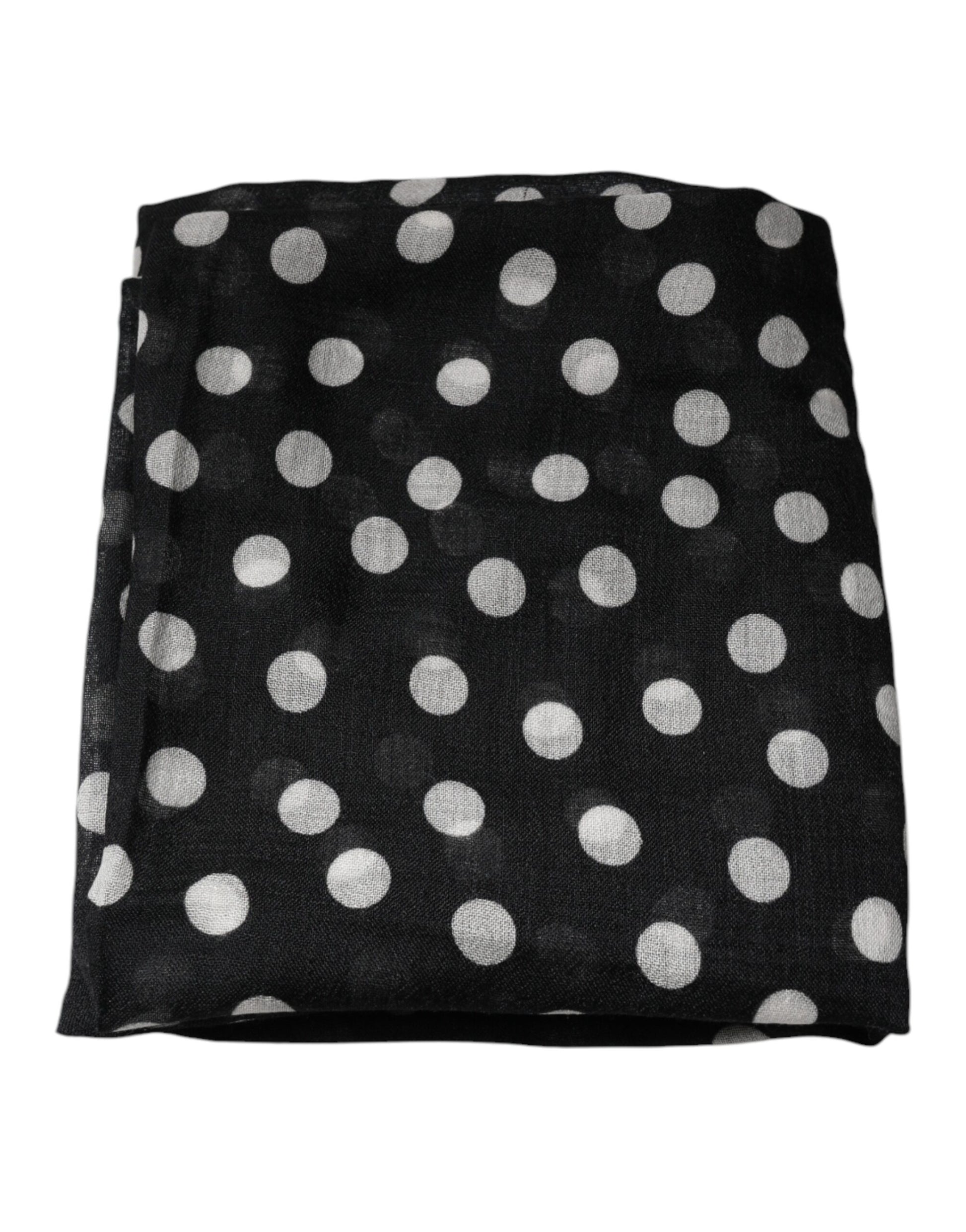 Black White Polka Dots Fringes Wrap Scarf