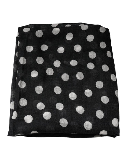 Black White Polka Dots Fringes Wrap Scarf