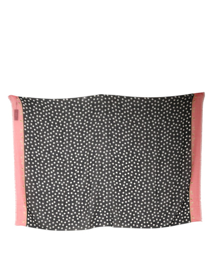 Black White Polka Dots Fringes Wrap Scarf