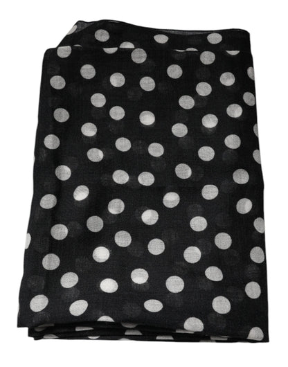 Black White Polka Dots Fringes Wrap Scarf