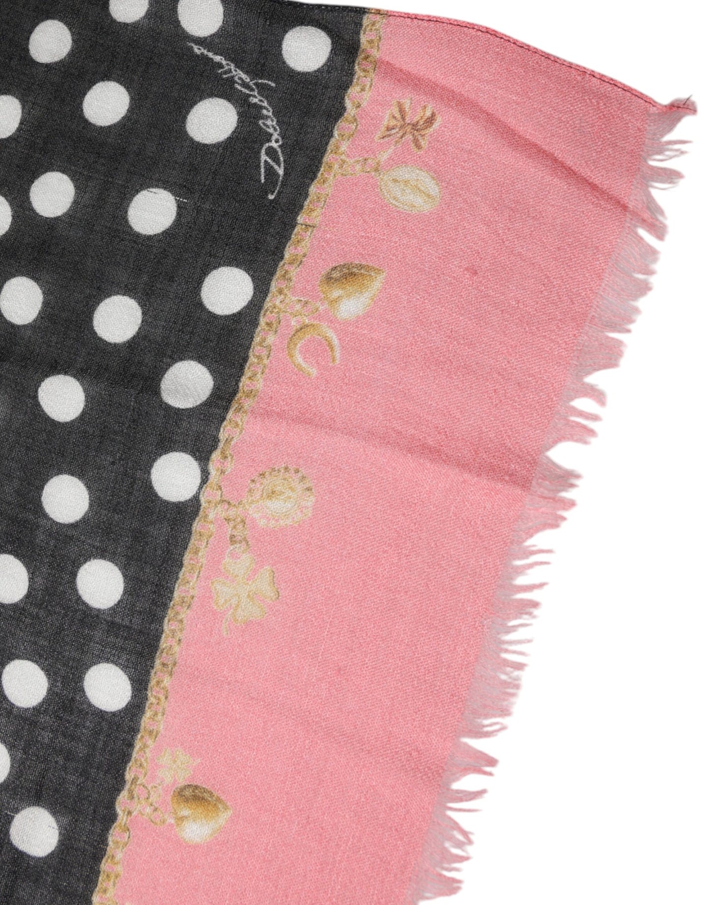 Black White Polka Dots Fringes Wrap Scarf