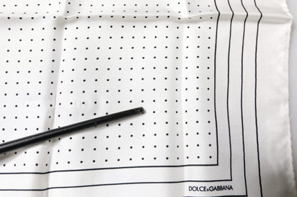 White Polka Dots Square Handkerchief Scarf