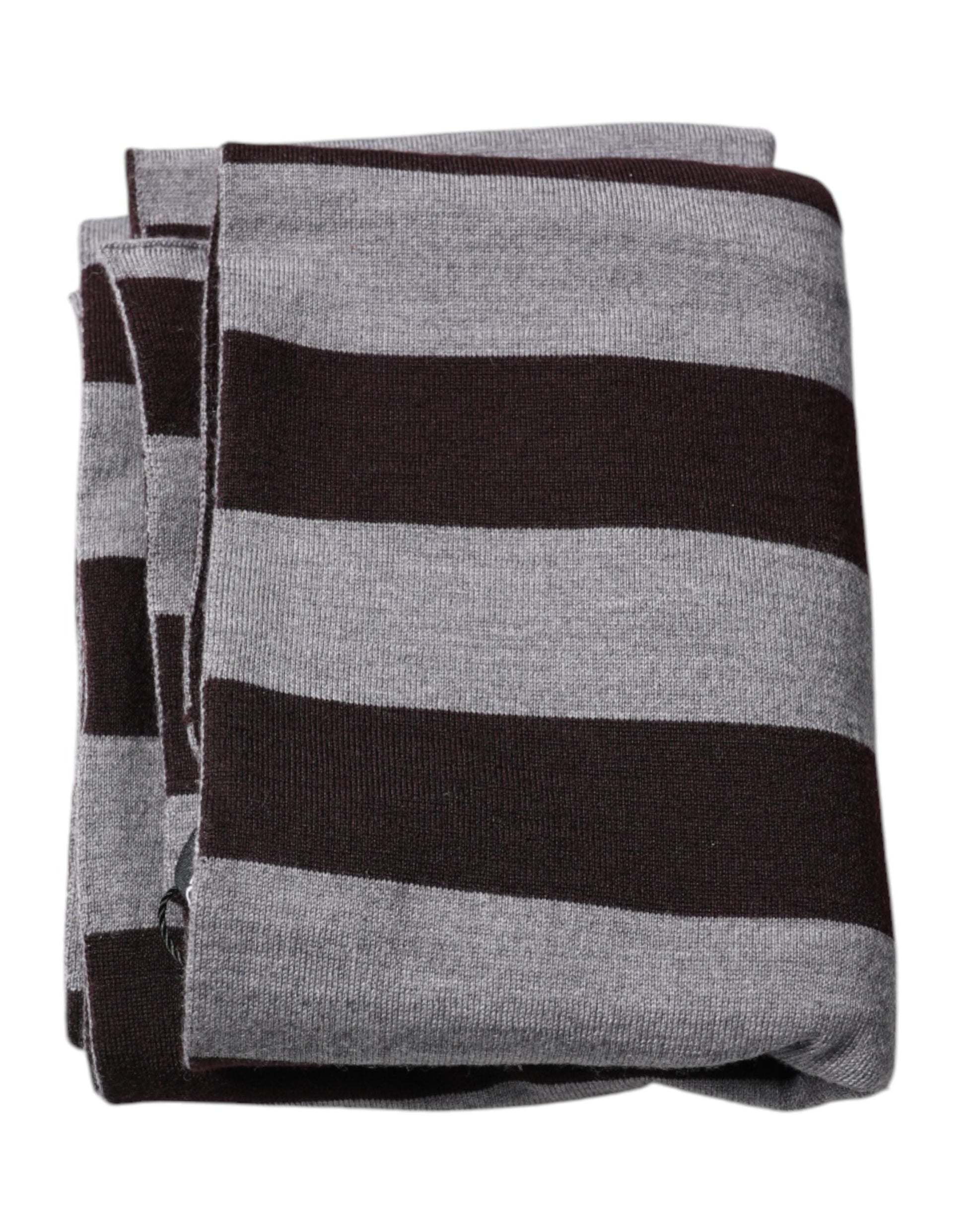 Black Gray Stripes Wool Neck Wrap Scarf