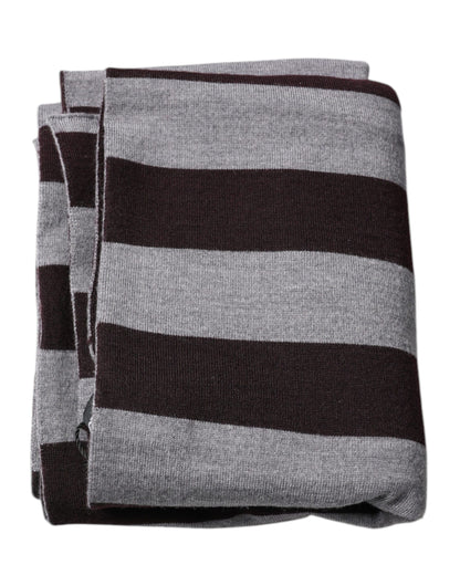 Black Gray Stripes Wool Neck Wrap Scarf