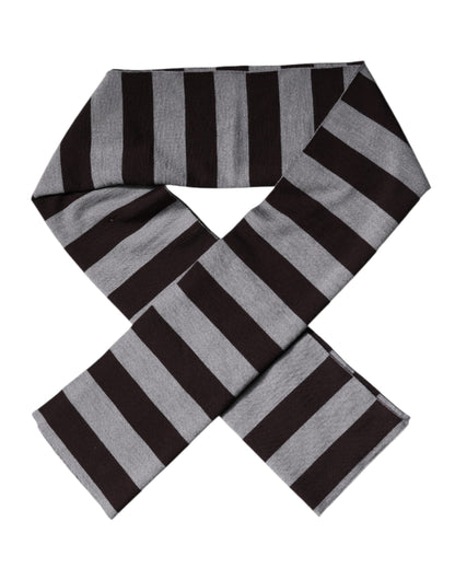 Black Gray Stripes Wool Neck Wrap Scarf