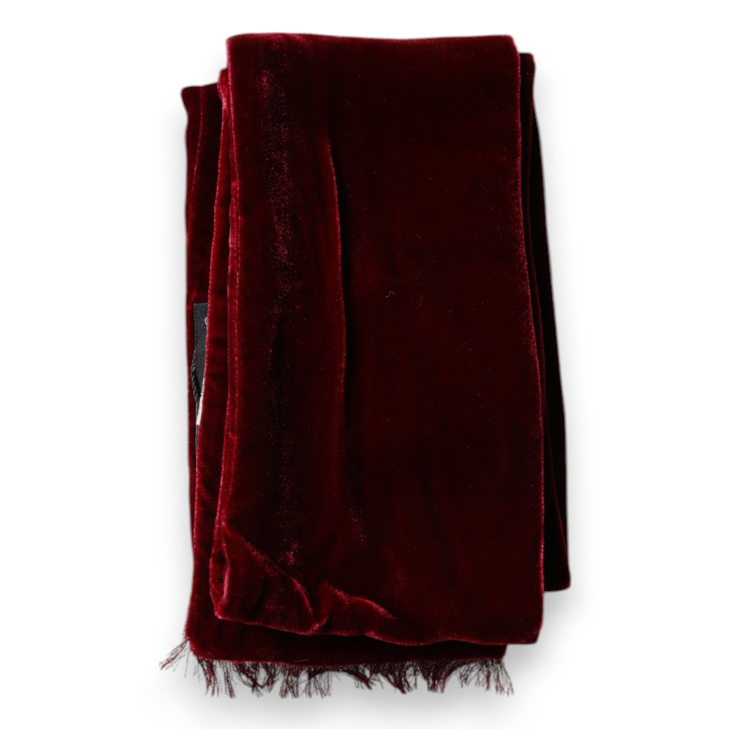 Maroon Silk Fringes Skinny Neck Wrap Scarf