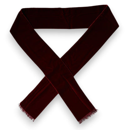 Maroon Silk Fringes Skinny Neck Wrap Scarf