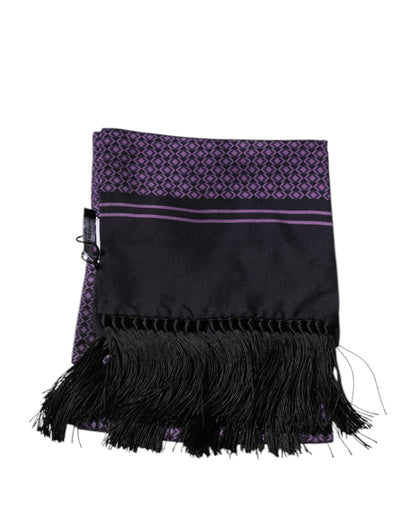 Purple Fantasy Silk Fringes Neck Wrap Scarf