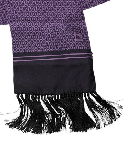Purple Fantasy Silk Fringes Neck Wrap Scarf