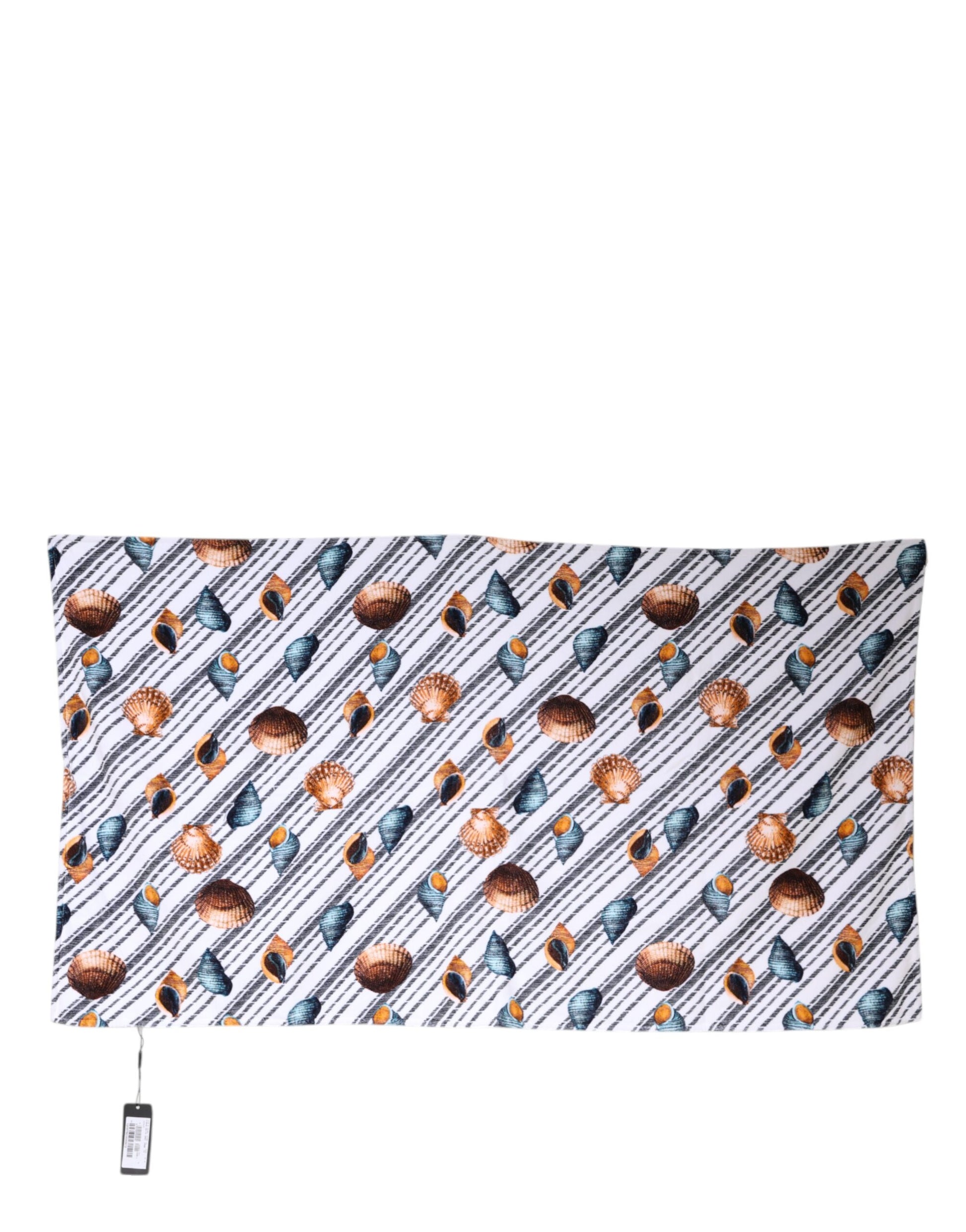 Multicolor Stripes Seashells Beach Towel