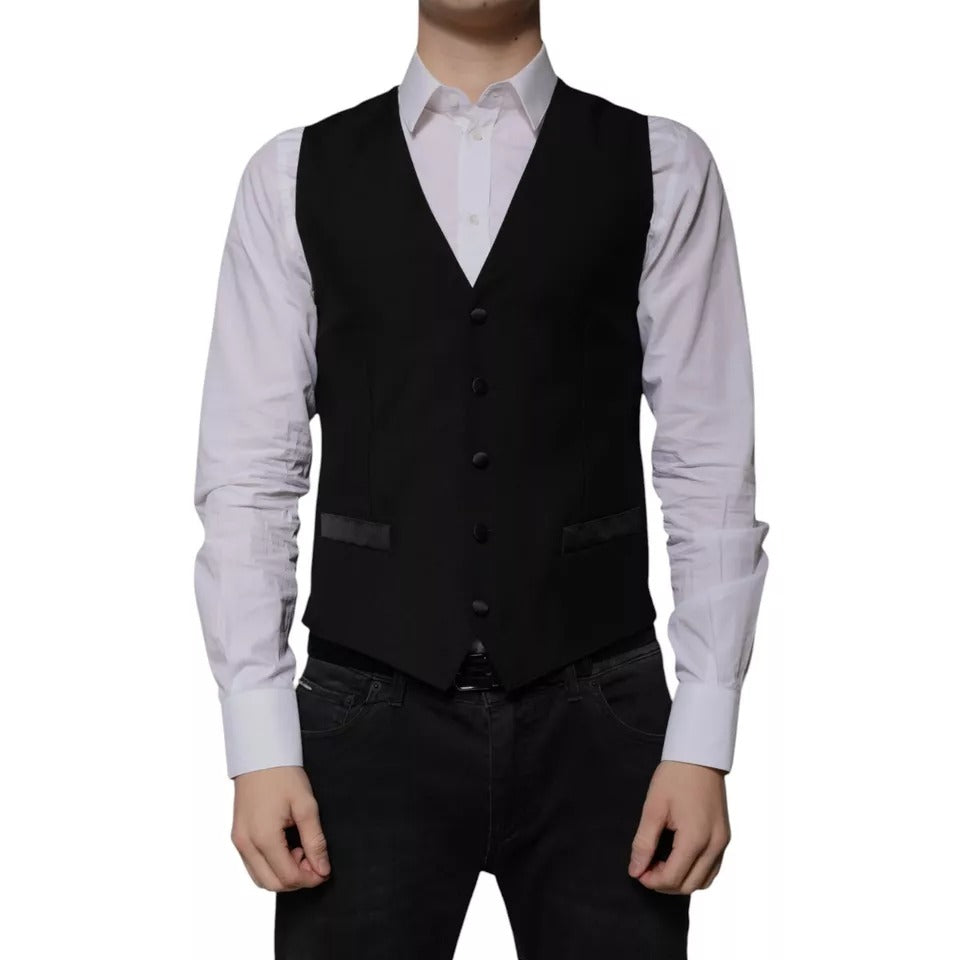 Black Wool Formal Dress Men Waistcoat Vest