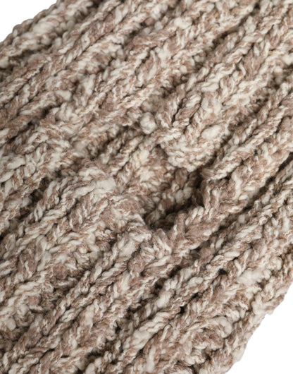 Beige Wool Knitted Ski Mask Balaclava Hat