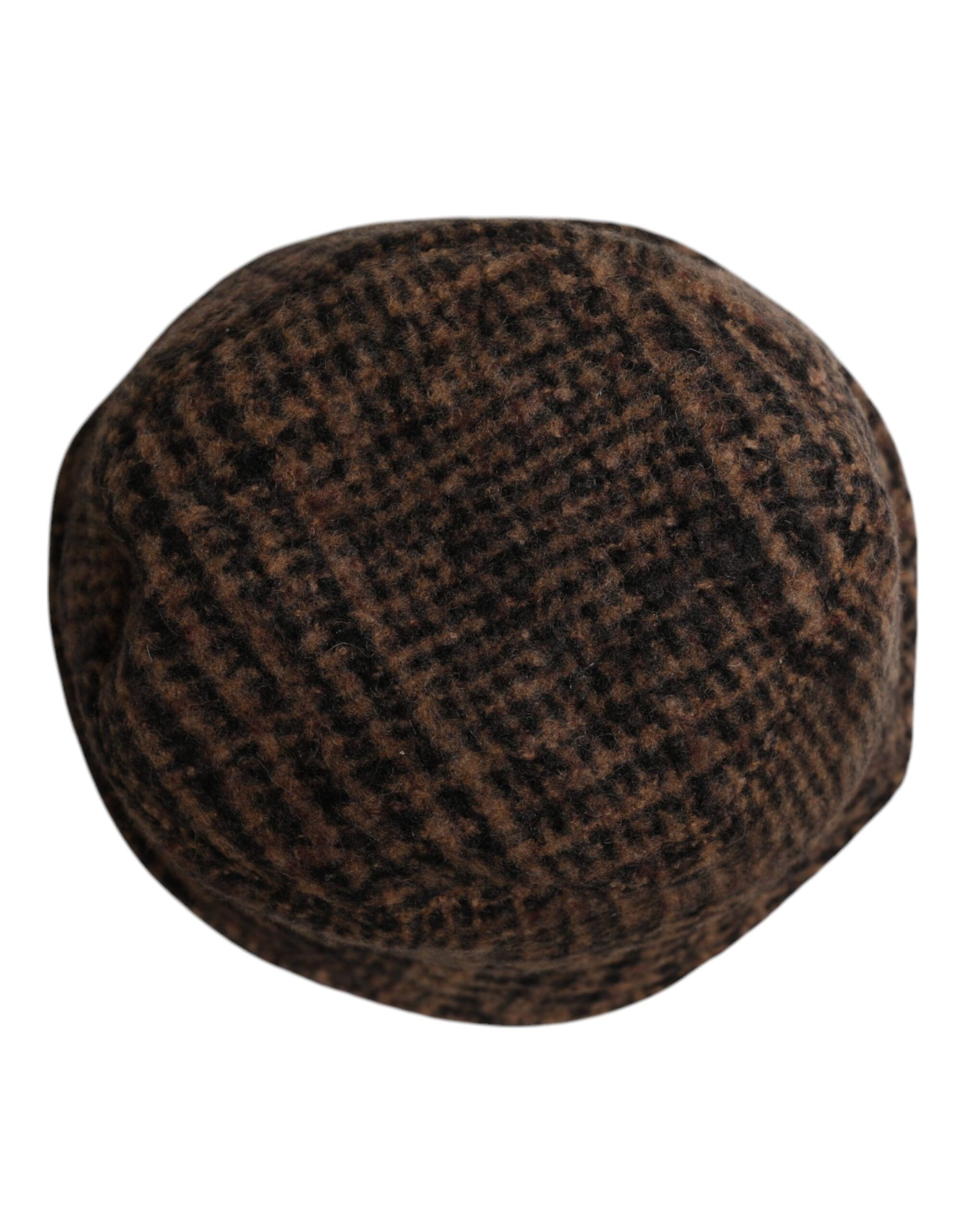 Brown Houndstooth Wool Woven Bucket Hat