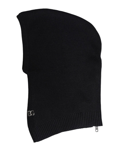 Black Wool Whole Head Wrap Balaclava Hat