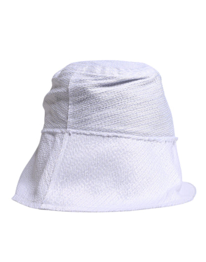 White Polyester Wide Brim Bucket Hat