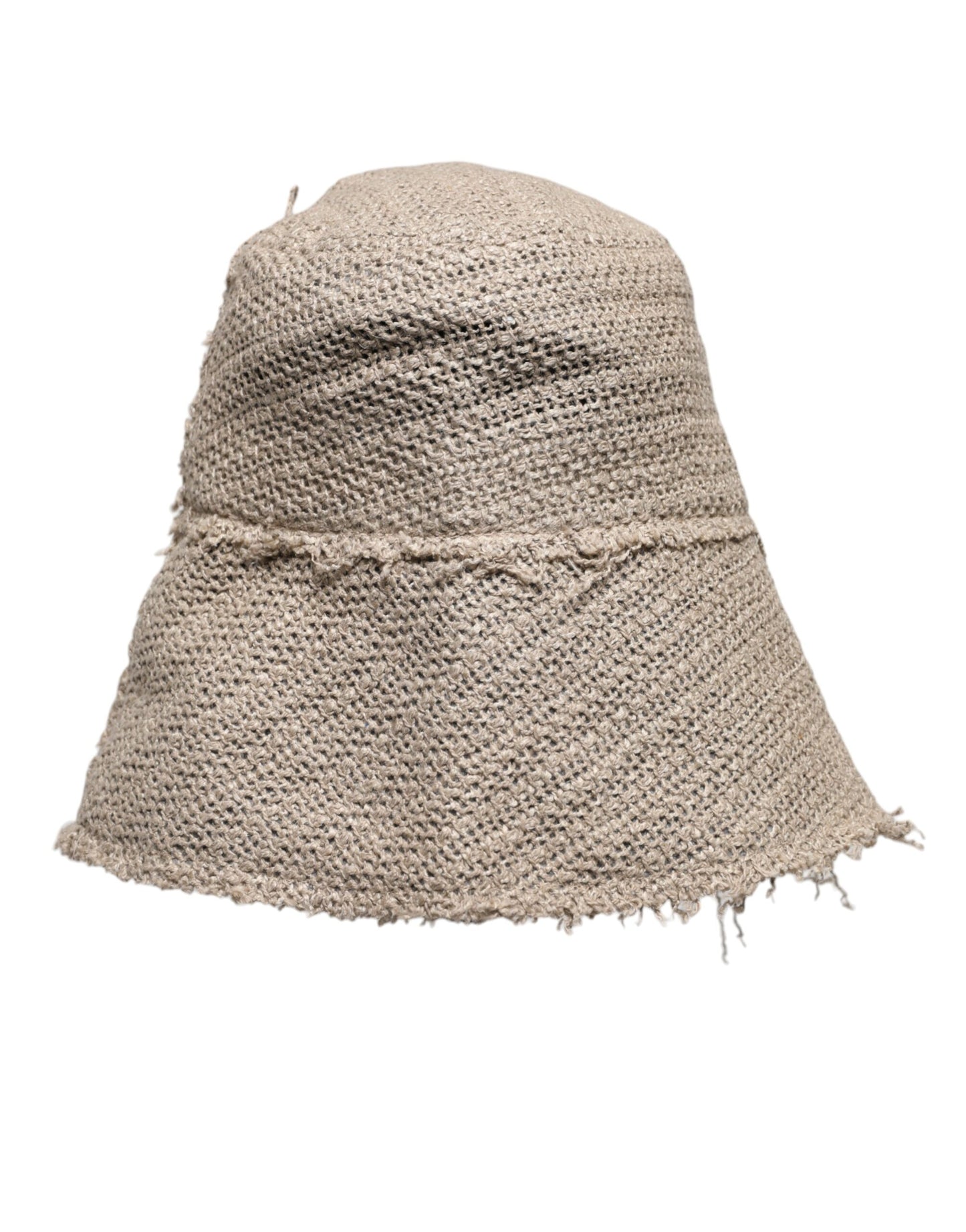 Beige Linen Wide Brim Bucket Hat