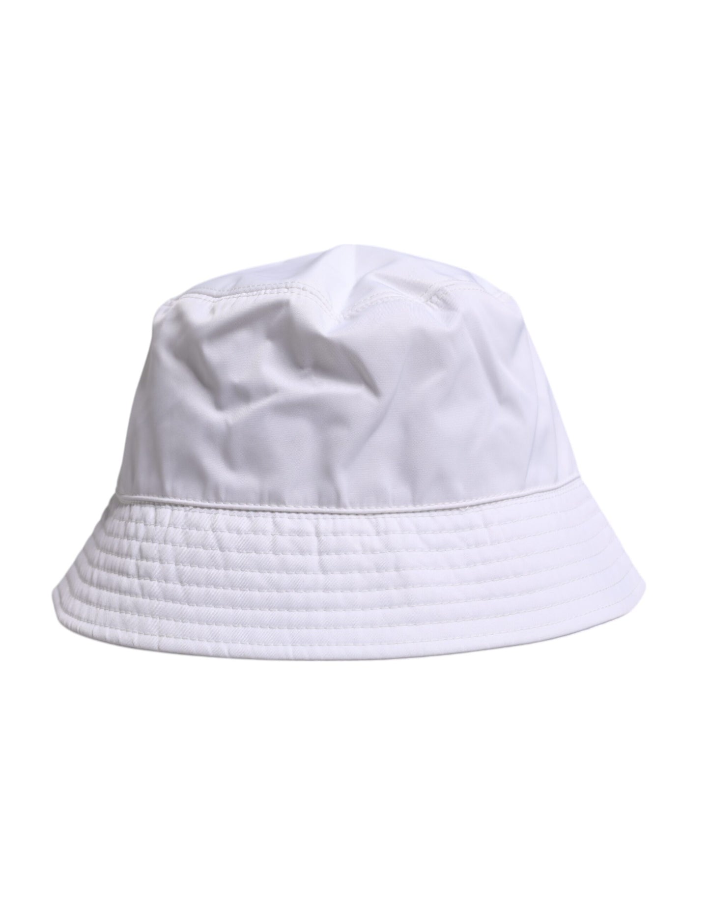 White Cotton Wide Brim Bucket Hat
