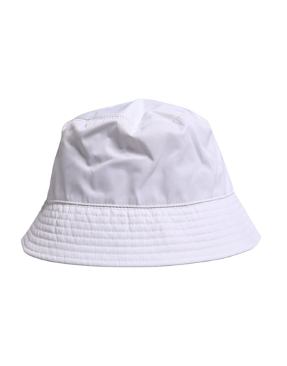 White Cotton Wide Brim Bucket Hat