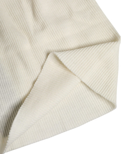 Beige Wool Blend Knitted Beanie Cap