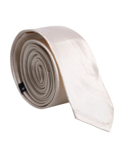 White Solid Silk Adjustable Necktie Tie