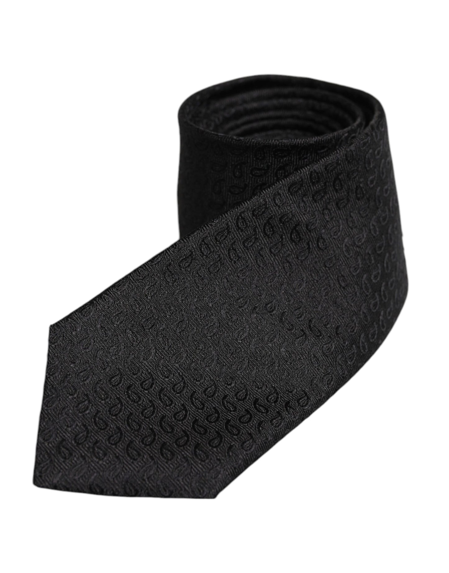 Black Patterned Silk Adjustable Necktie Tie