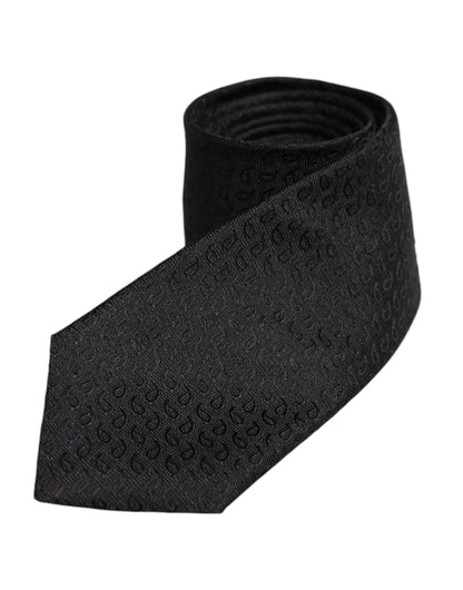 Black Patterned Silk Adjustable Necktie Tie