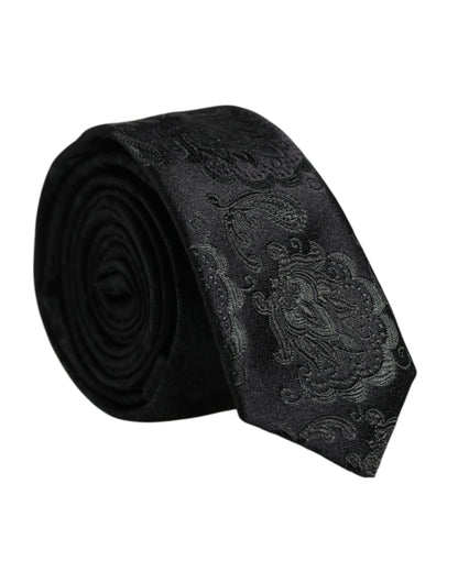 Dark Green Floral Silk Adjustable Necktie Tie
