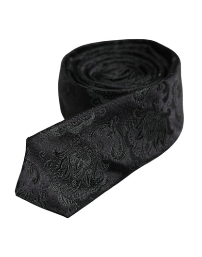 Dark Green Floral Silk Adjustable Necktie Tie