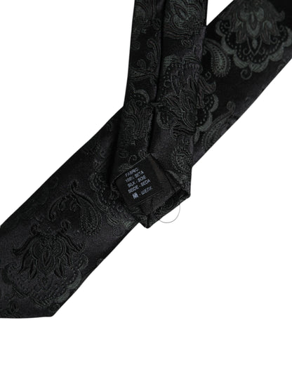 Dark Green Floral Silk Adjustable Necktie Tie
