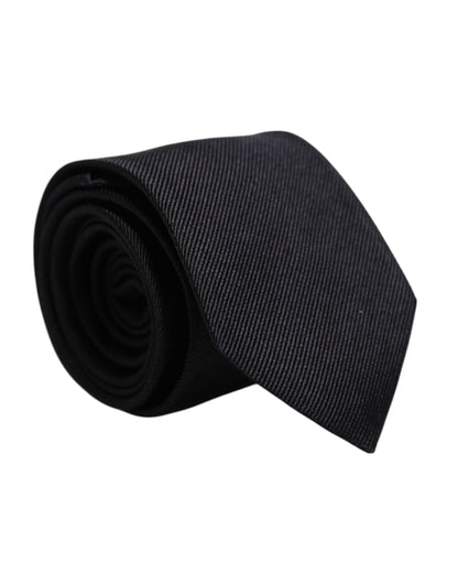Black Solid Silk Adjustable Necktie Tie