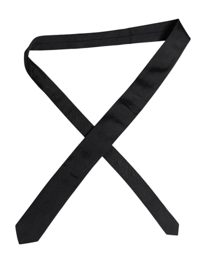Black Solid Silk Adjustable Necktie Tie