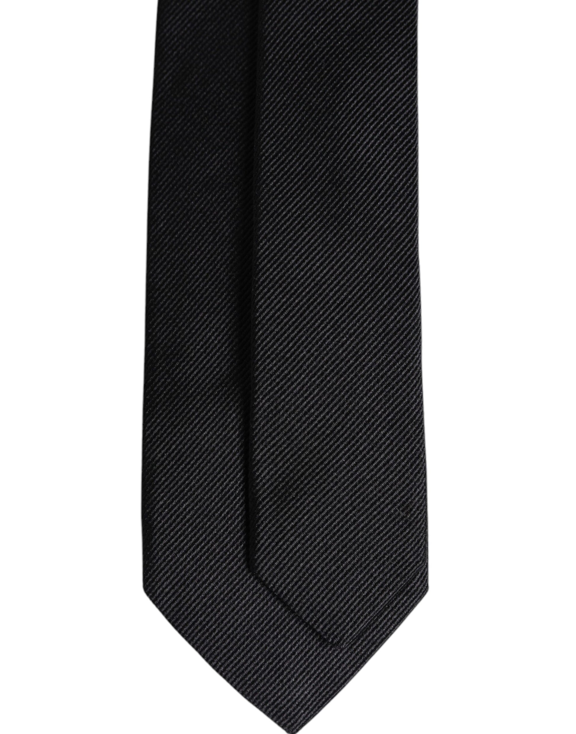 Black Solid Silk Adjustable Necktie Tie
